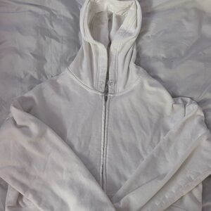 Women's Hollister White Zip-Up Hoodie
